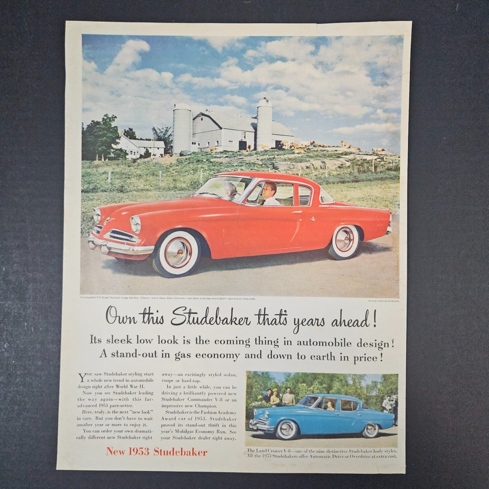 1953 Studebaker Land Cruiser Commander V8 Regal Starlight Coupe Vintage Print Ad
